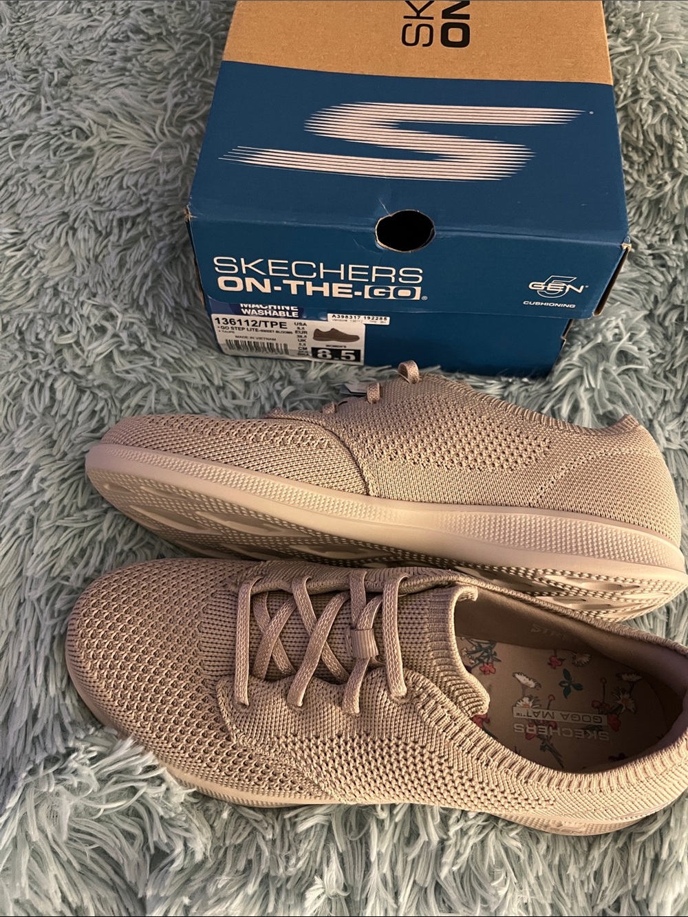 SKECHERS GO STEP LIGHT NIB Women's Knit Lace-Up Sneakers - Taupe Size 8.5 - Picture 6 of 9